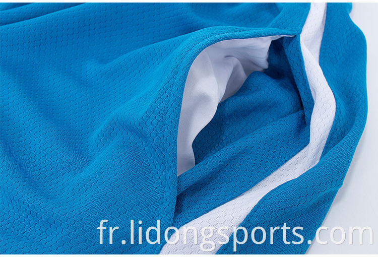 uniformes de basket-ball sublimation en jersey réversible design couleur de basket-ball bleu